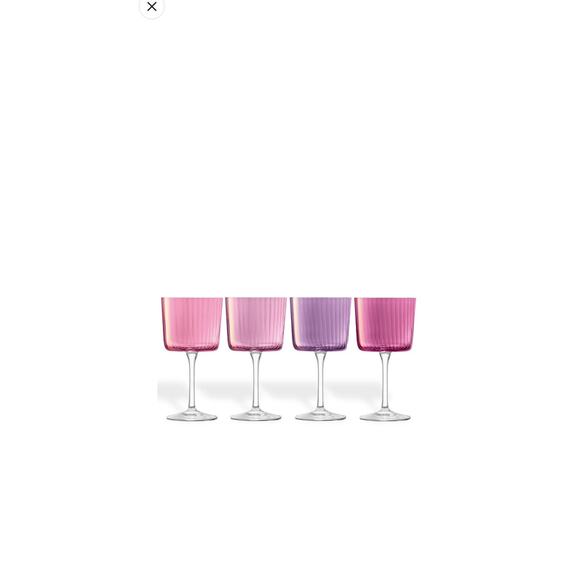 LSA International Pink Hand Painted Fluted Gems Wine Glasses Set of 4 NWB - Picture 3 of 6